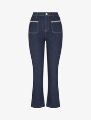 Jean à poches strassées coupe droite - Bleu - 1