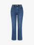 Jean droit délavé à taille haute - Bleu - 1