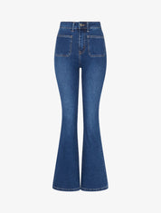 Jean flare à poches plaquées - Bleu brut - 1