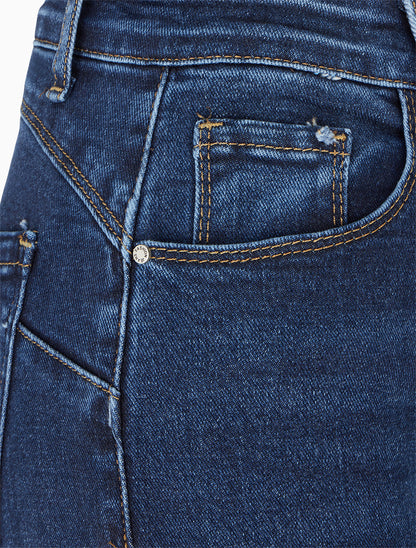 Jean droit push-up à taille haute - Bleu - 3