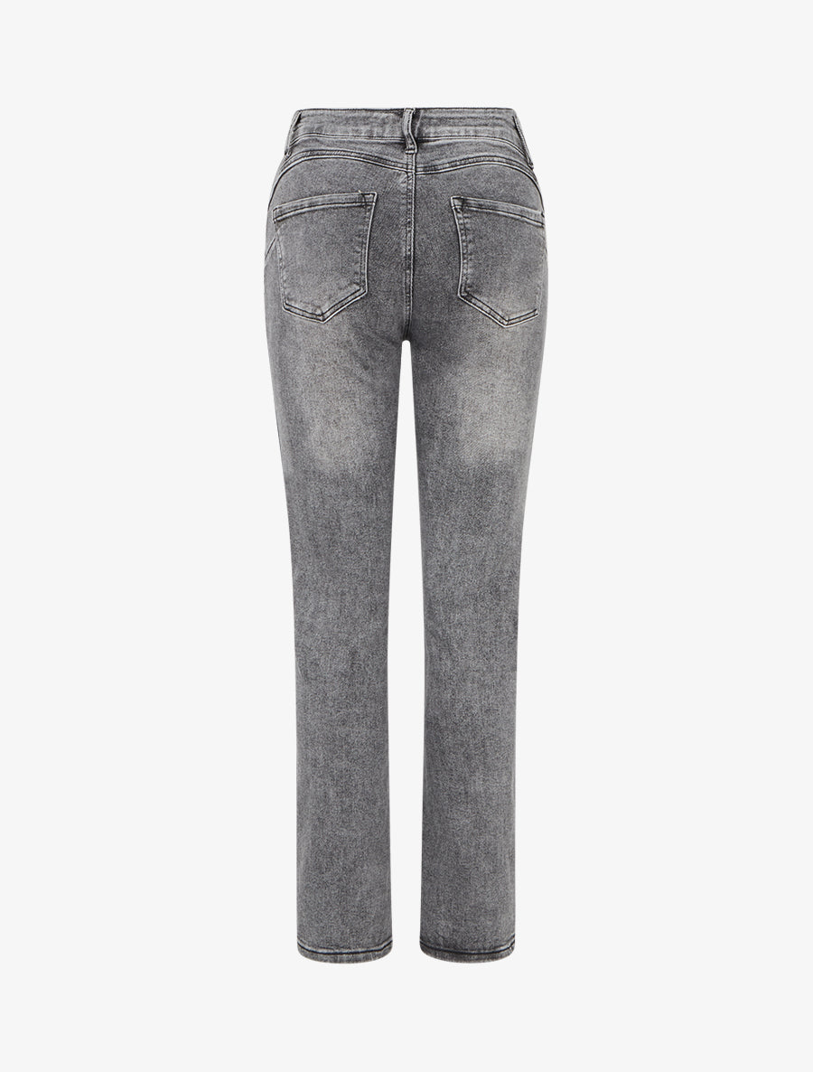 Jean push up coupe droite - Gris - 2