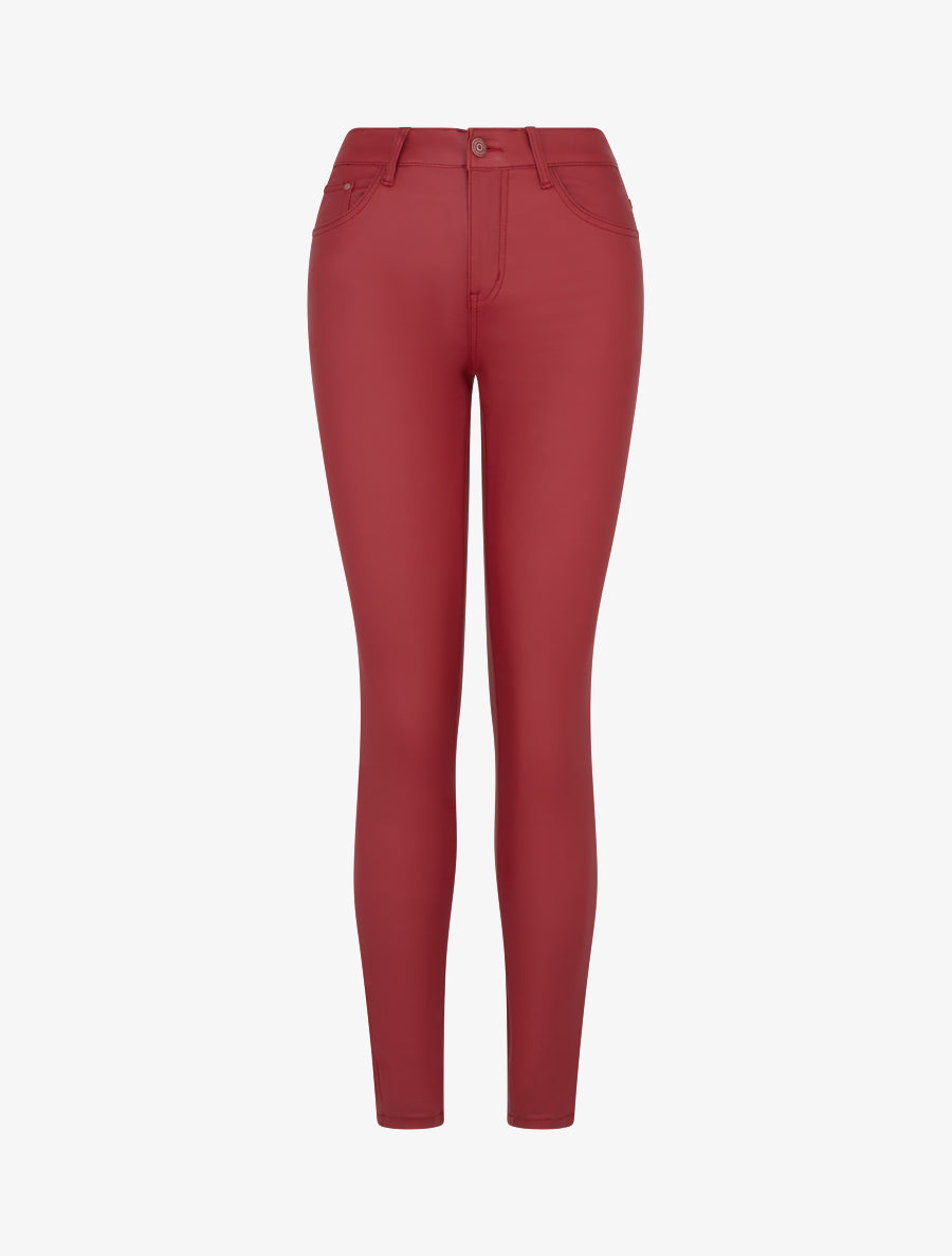 Jean skinny enduit taille standard - Rouge - 1