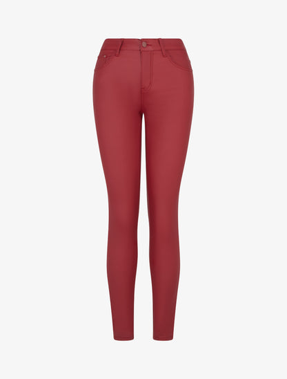 Jean skinny enduit taille standard - Rouge - 1