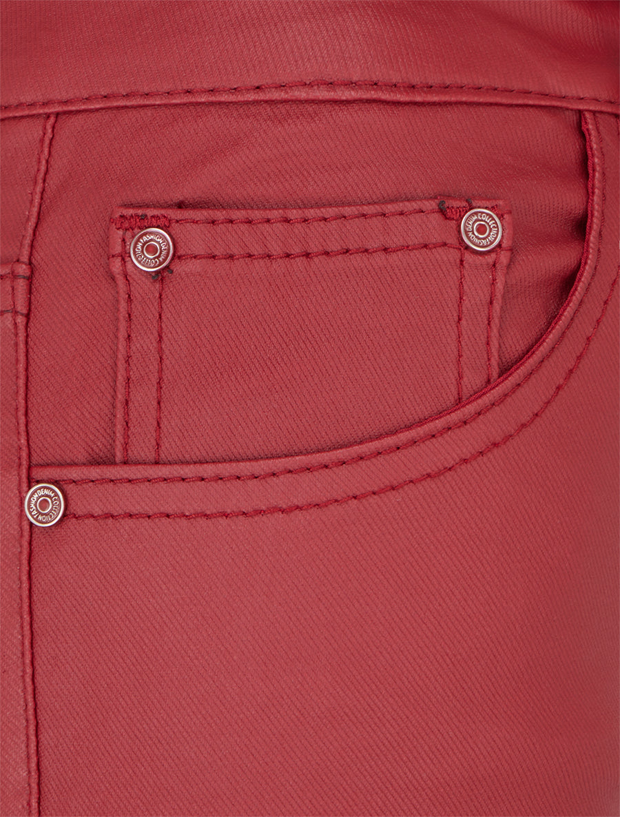 Jean skinny enduit taille standard - Rouge - 3