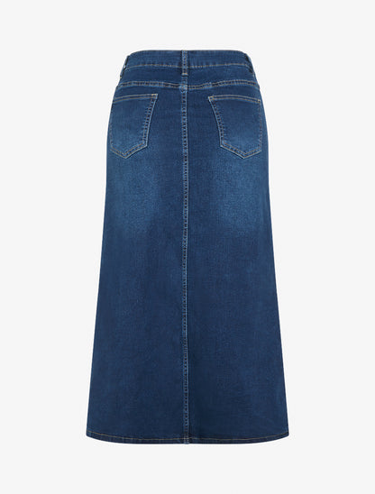 Jupe longue en jean coupe droite - Bleu - 2
