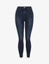 Jean skinny légèrement délavé à taille haute - Bleu foncé - 1