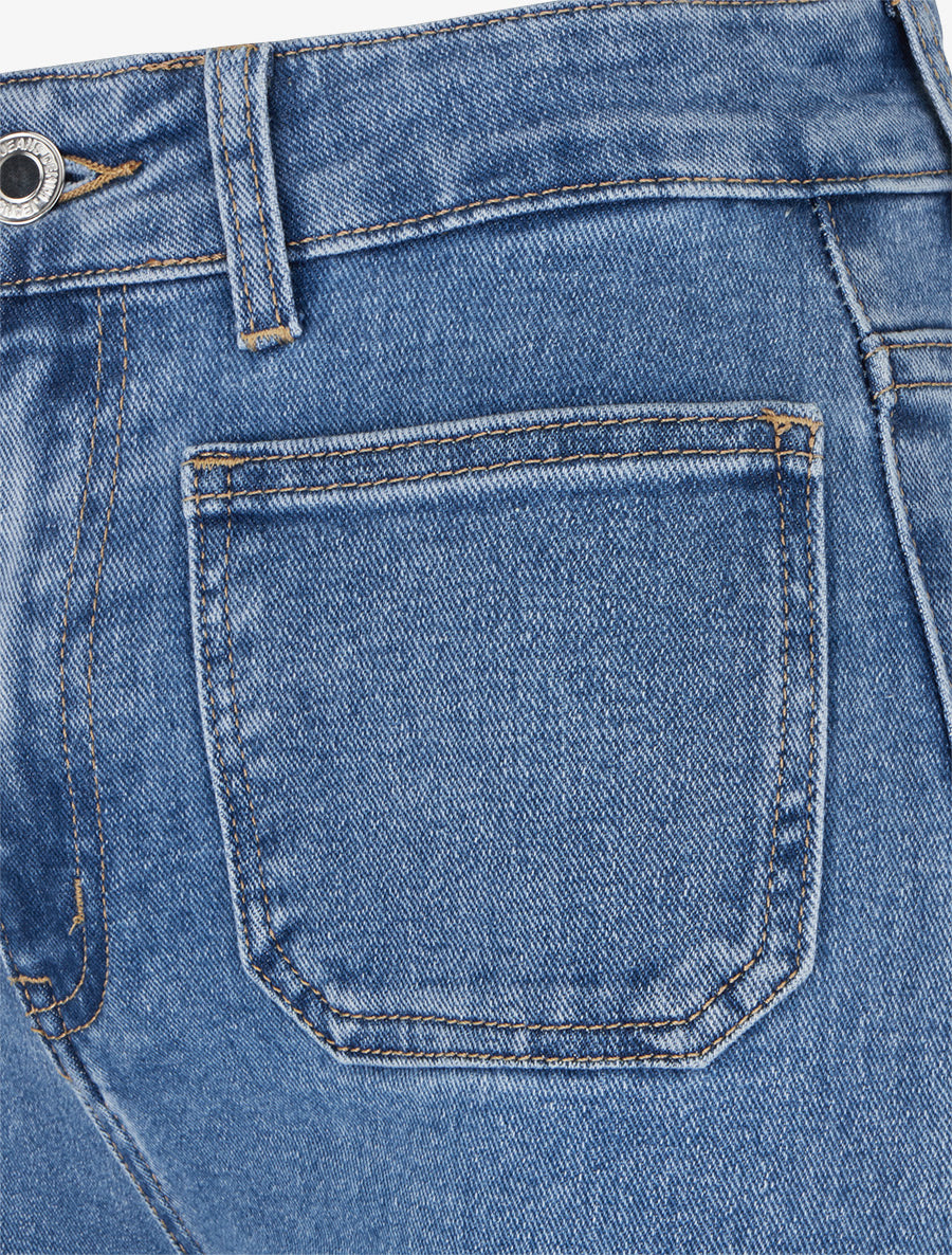 Jean wide leg à poches plaquées - Bleu - 3