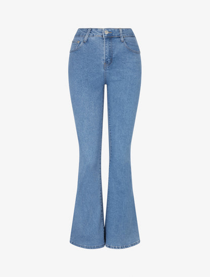 Jean flare stretch taille haute - Bleu - 1