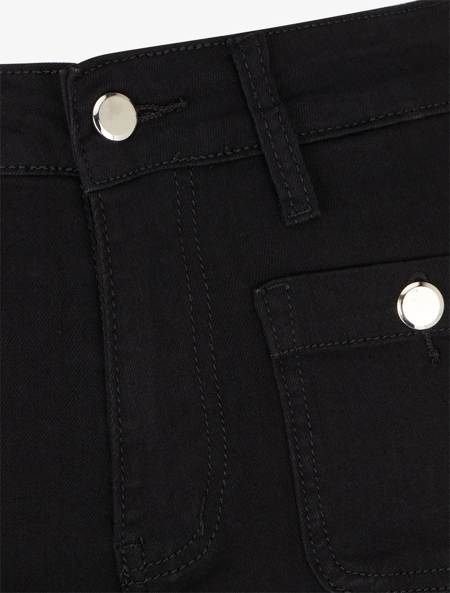 Jean ample push-up à poches plaquées boutonnées - Noir - 3
