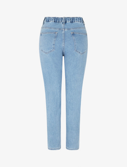 Jean élastiqué coupe mom fit - Bleu - 2