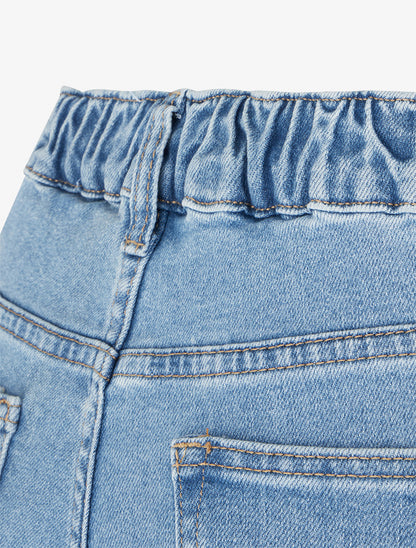 Jean élastiqué coupe mom fit - Bleu - 3