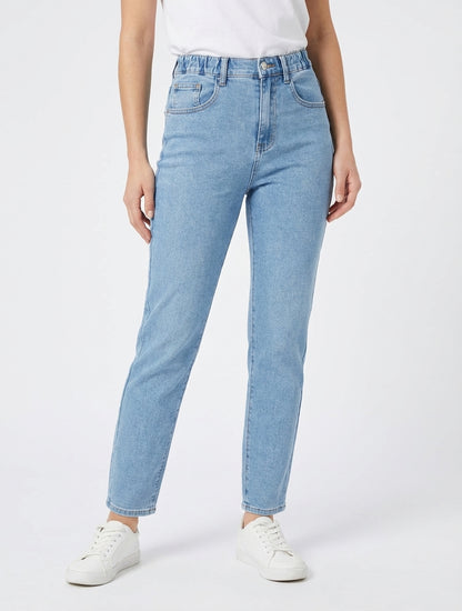 Jean élastiqué coupe mom fit - Bleu