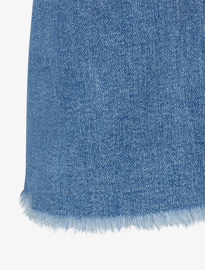 Jean à bords frangés coupe flare - Bleu - 3