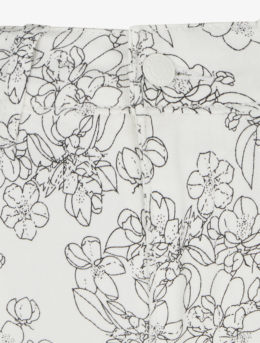 Jean wide leg imprimé fleuri coupe droite - Blanc - 3