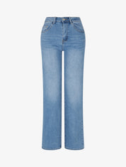 Jean wide leg délavé coupe droite - Bleu - 1