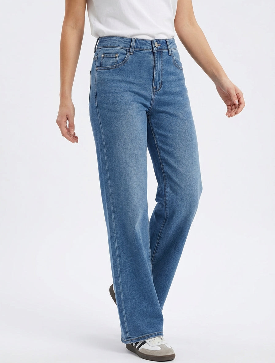 Jean classique wide leg coupe droite - Bleu