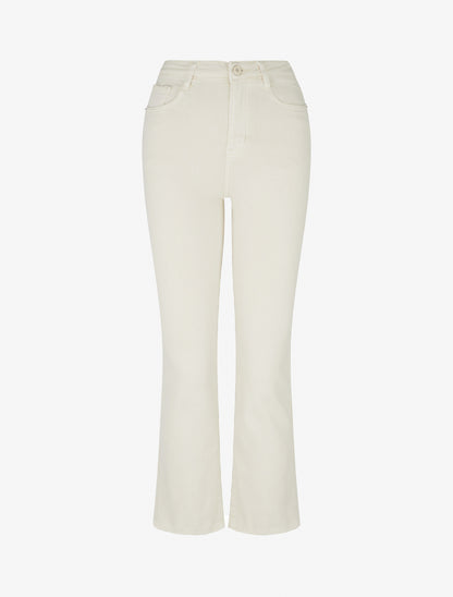 Jean flare taille haute à bords francs - Écru - 1