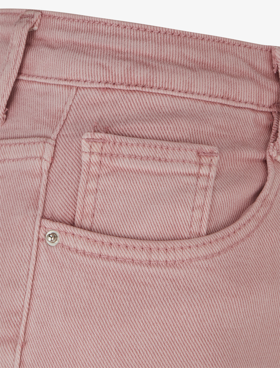 Jean flare taille haute à bords francs - Rose - 3