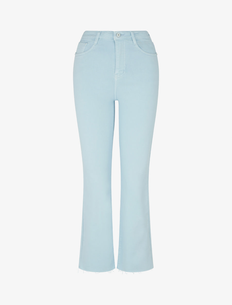 Jean flare taille haute à bords francs - Bleu ciel - 1