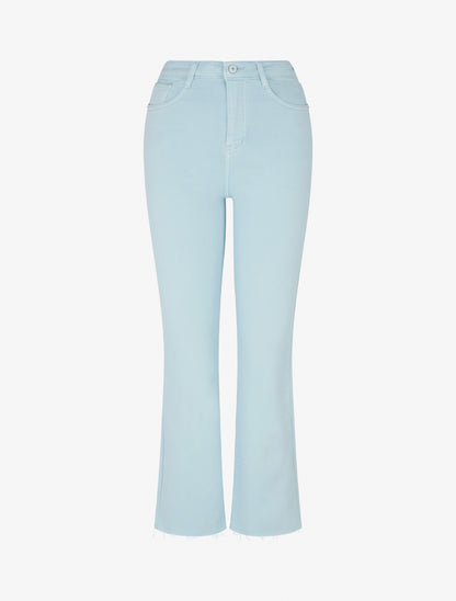 Jean flare taille haute à bords francs - Bleu ciel - 1