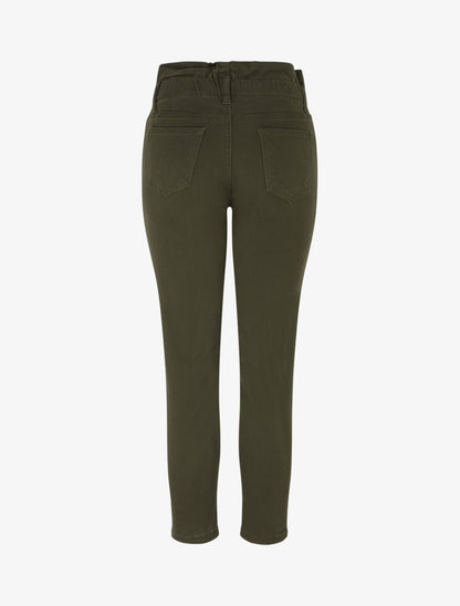 Jean mom taille haute élastiquée - Kaki - 2