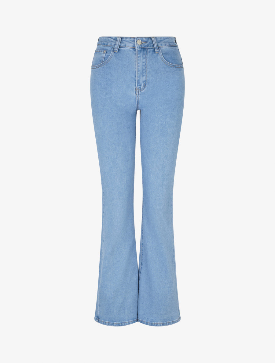 Jean coupe flare taille haute - Bleu clair - 1