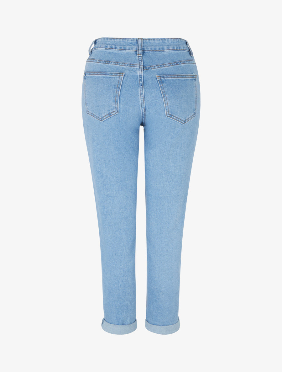 Jean mom à ourlet - Bleu - 2