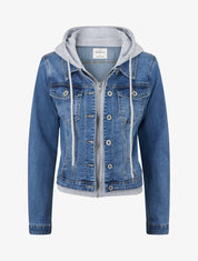 Veste en jean à capuche - Bleu - 1