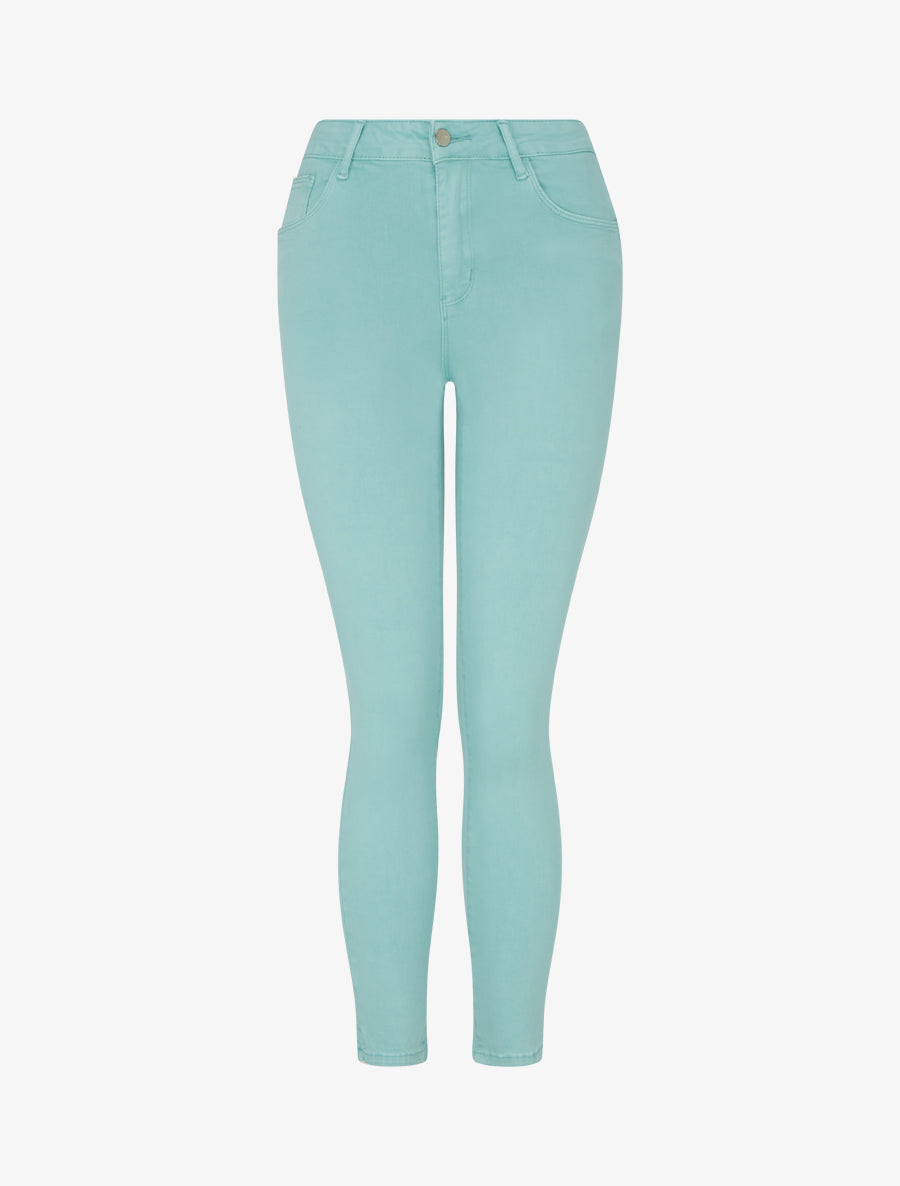 Jean skinny uni à taille standard - Vert d&