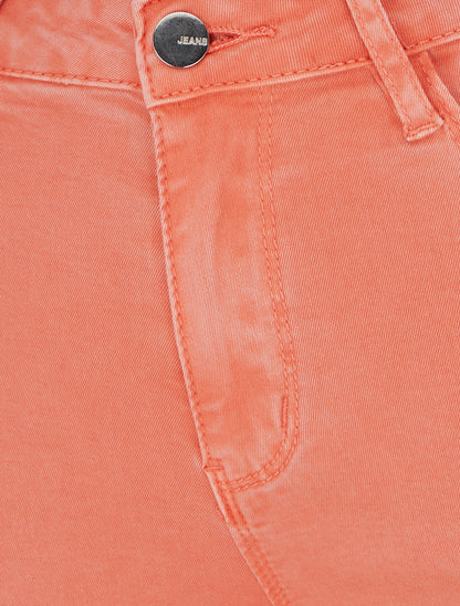 Jean skinny uni à taille standard - Corail - 3