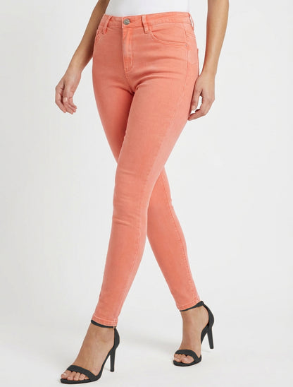 Jean skinny uni à taille standard - Corail