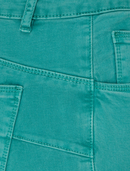 Jean skinny uni à taille standard - Turquoise - 3