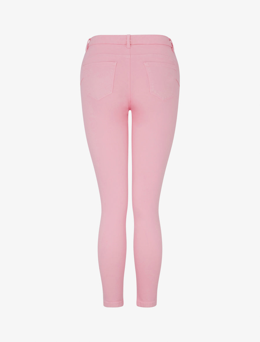 Jean skinny uni à taille standard - Rose - 2