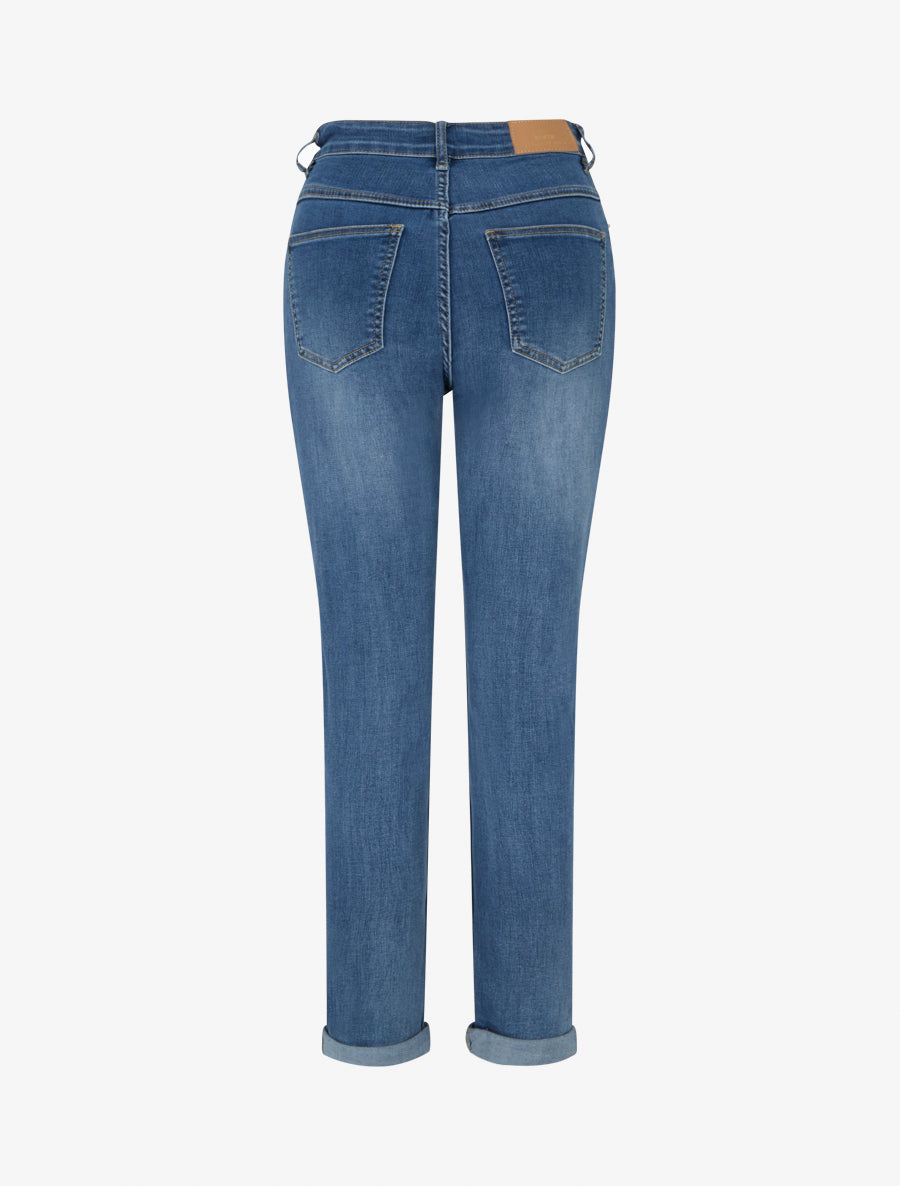 Jean slim délavé taille haute - Bleu - 2