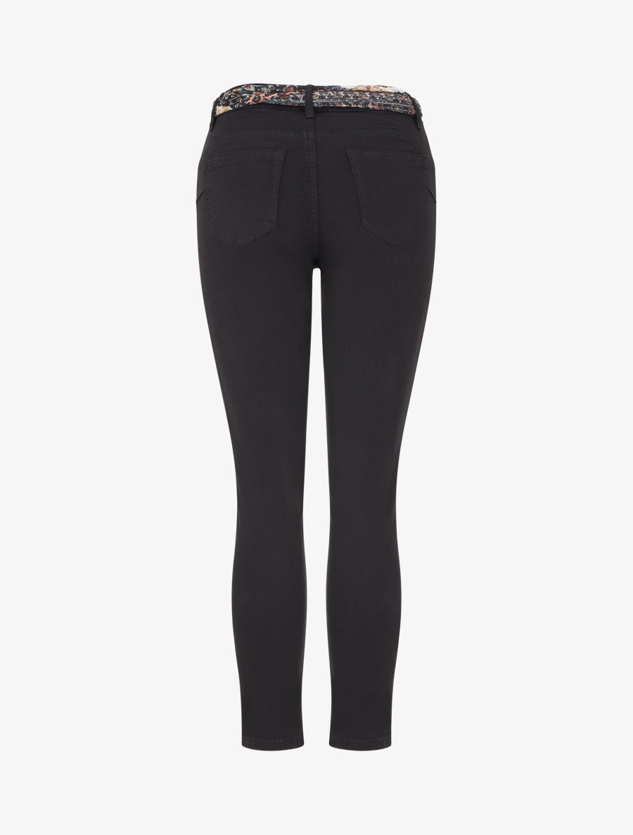 Jean skinny à ceinture imprimée - Noir - 2