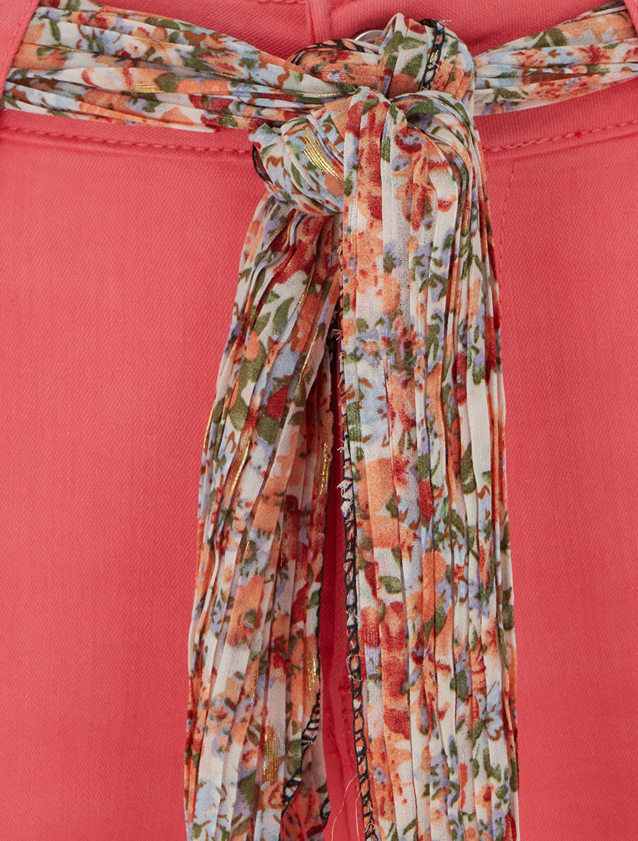 Jean skinny à ceinture imprimée - Corail - 3