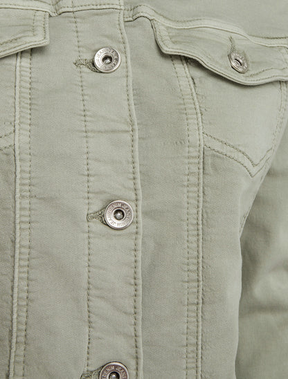 Veste en jean à bords élastiqués - Kaki clair - 3