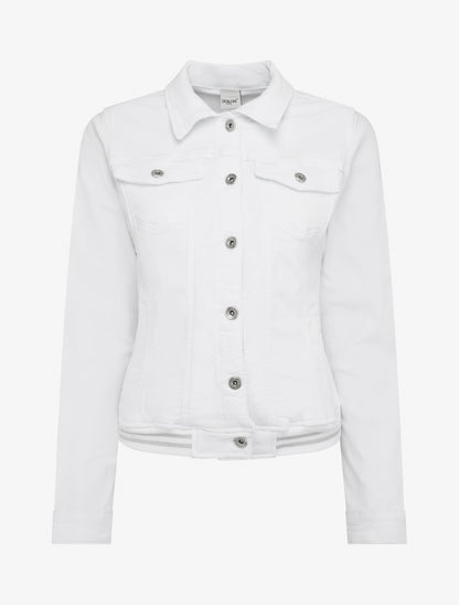 Veste en jean à bords élastiqués - Blanc - 1