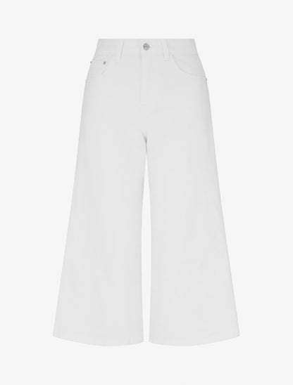 Pantacourt uni en jean - Blanc - 1