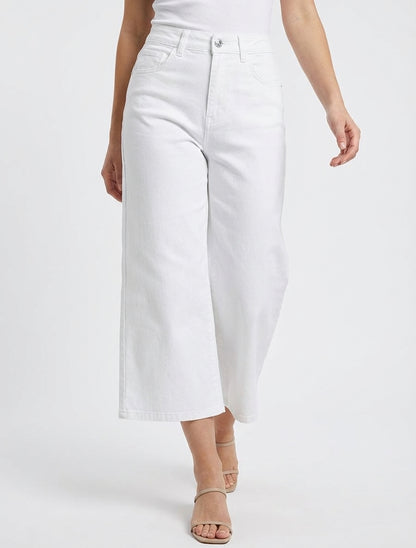 Pantacourt uni en jean - Blanc
