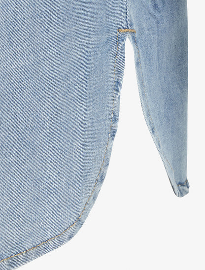 Chemise en jean droite - Bleu clair - 3