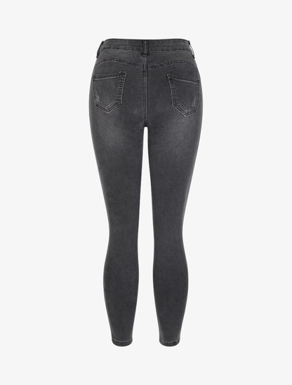 Jean skinny à éraflures - Gris - 2