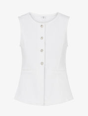 Top en jean boutonné - Blanc - 1