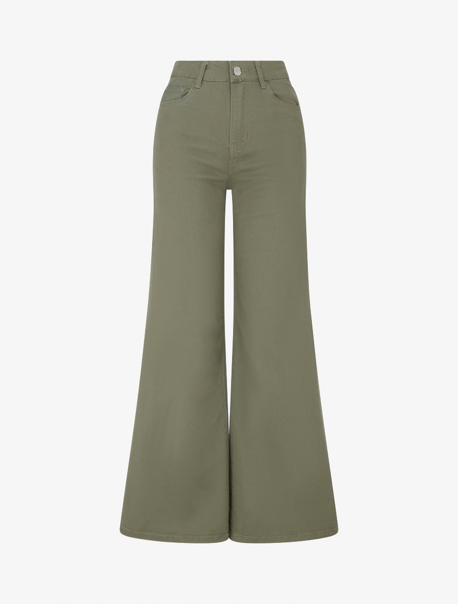 Jean wide leg coupe droite - Kaki - 1