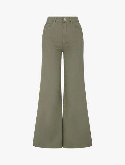 Jean wide leg coupe droite - Kaki - 1