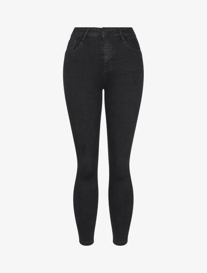 Jean skinny stretch à fines éraflures - Noir - 1