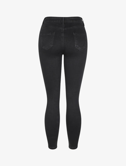 Jean skinny stretch à fines éraflures - Noir - 2