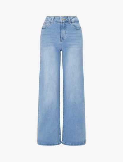 Jean droit push-up taille haute - Bleu clair - 1