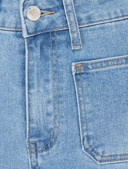 Jean push up wide leg coupe droite - Bleu - 3