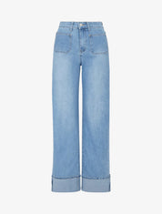 Jean push up wide leg rechte snit - Blauw